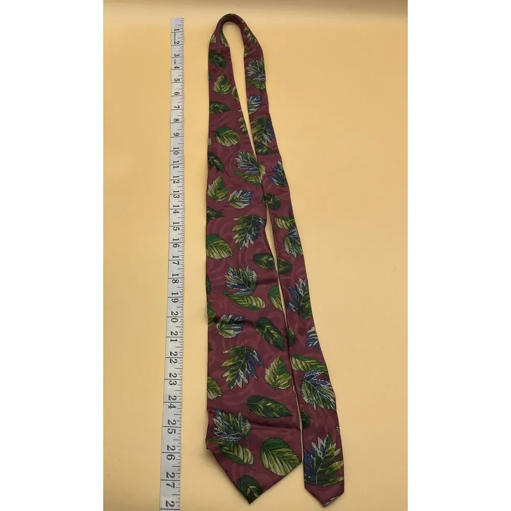 Giorgio Benelli Boutique Silk Dress Tie Made in Italy  Floral Plant  Print‎